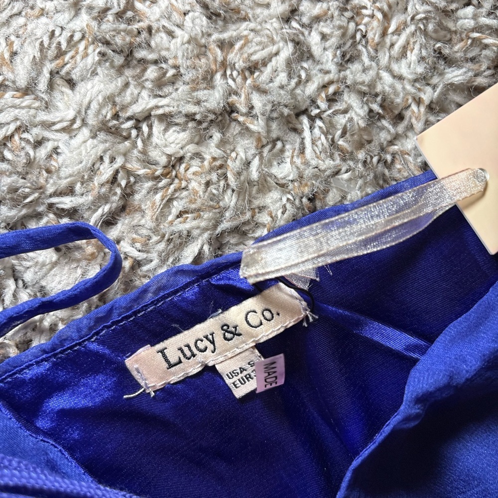 Royal Blue One-Shoulder Ruffle Top - Picture 4 of 4